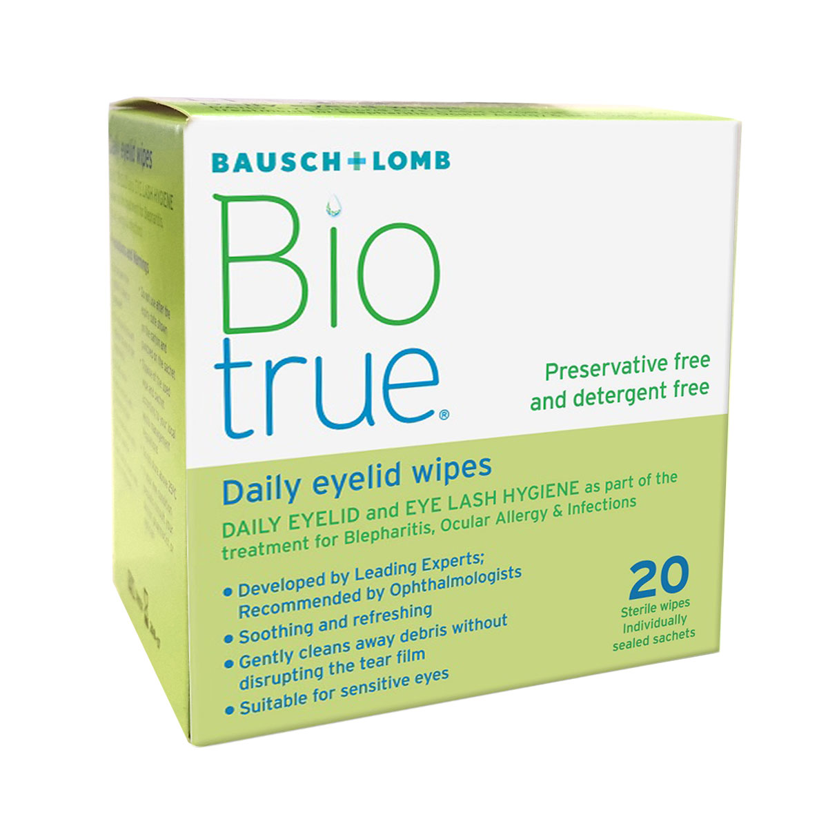Biotrue Daily Eyelid Wipes Reinigungstücher von Bausch&Lomb | 20 Einwegtücher