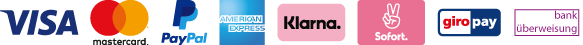 Wir akzeptieren Visa, MasterCard und PayPal